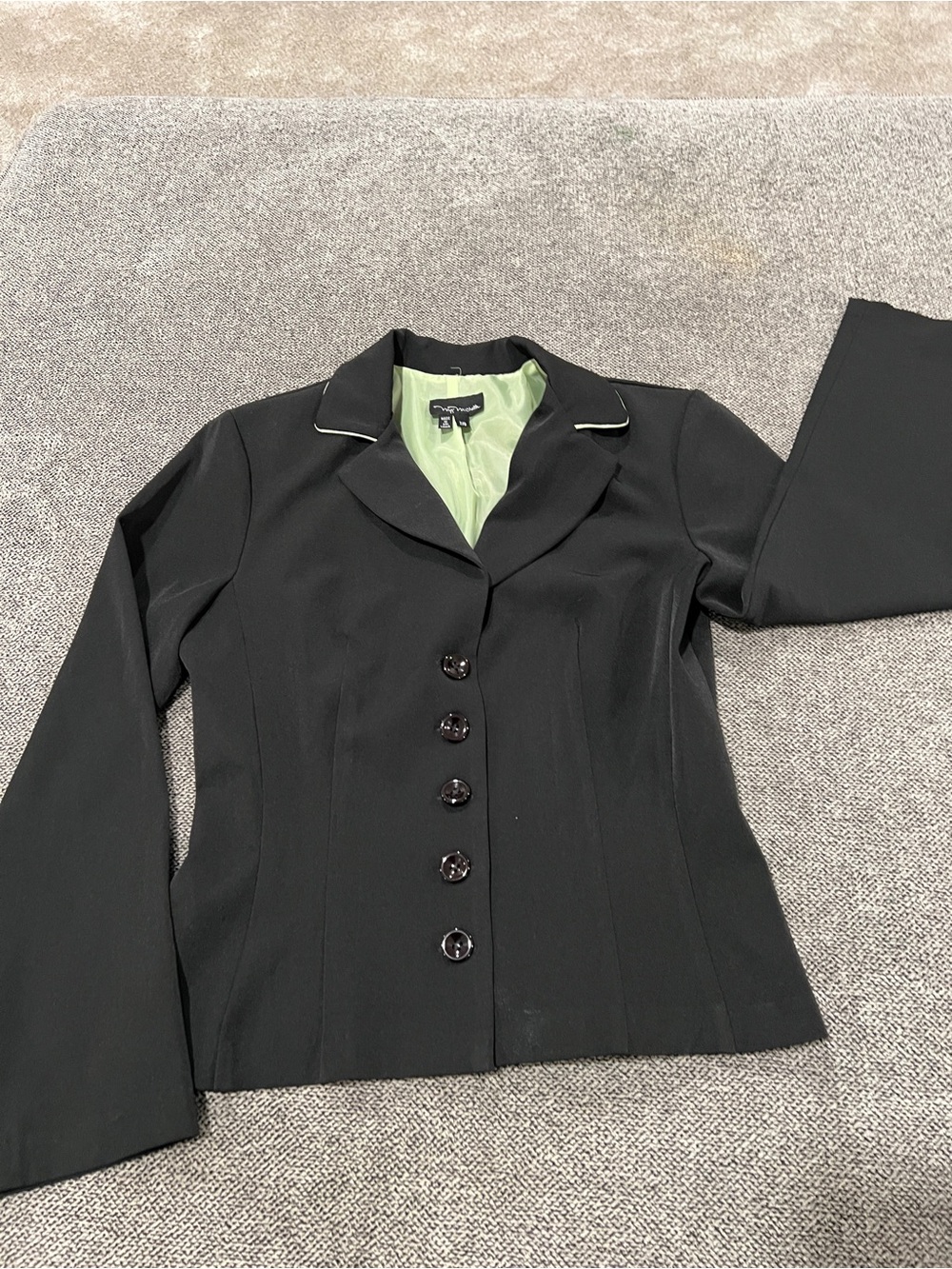 Black Women’s Tailored Jacket with Lime Green Lining and Trim